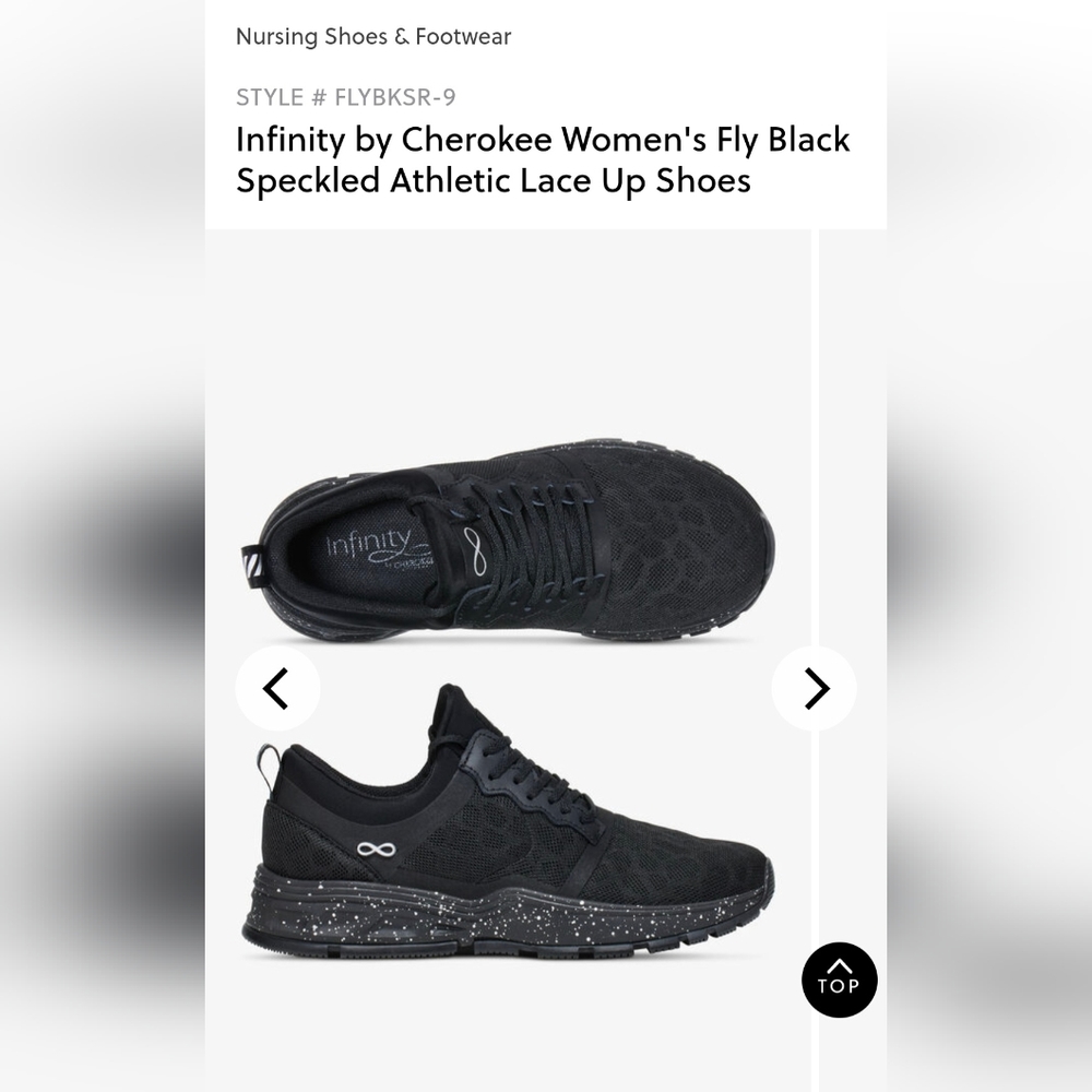 Infinity by Cherokee Women's Fly Black Speckled Athletic Lace Up Shoes